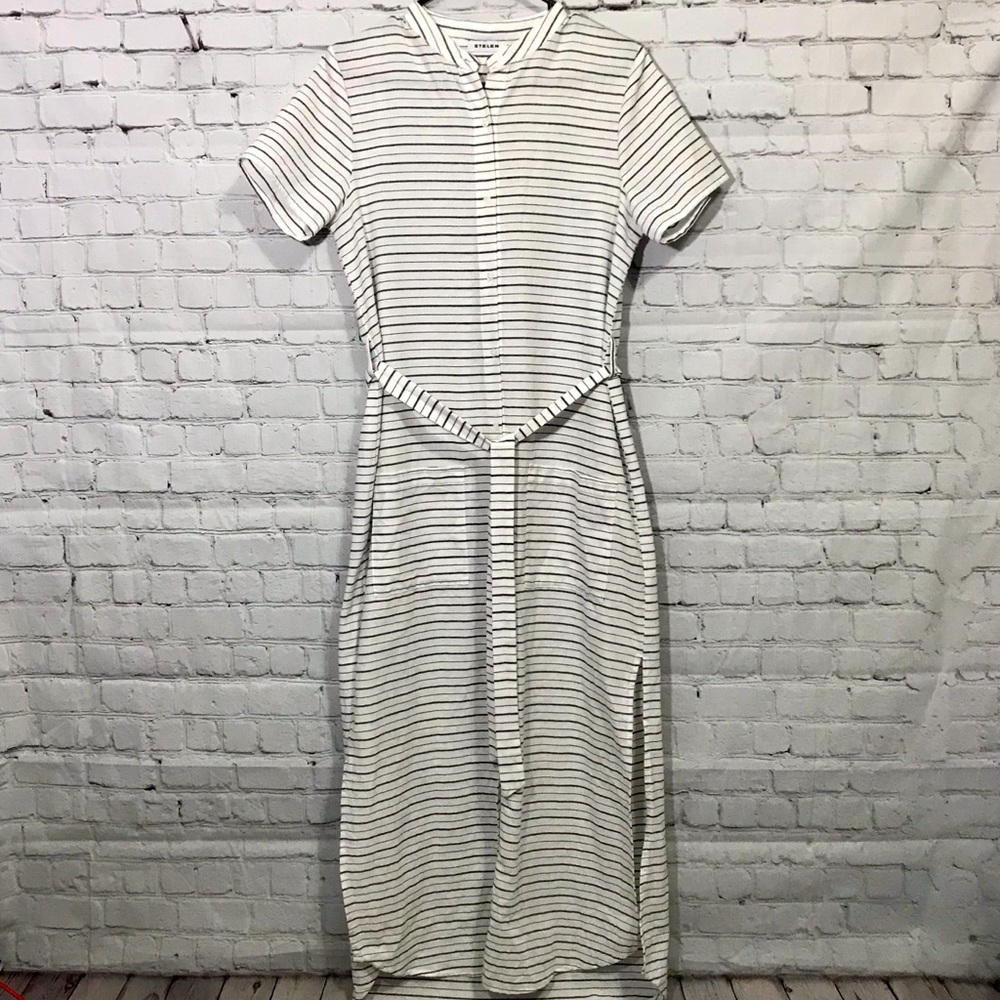 Stelen striped cotton button up maxi dress. Medium